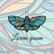 Colorful hand drawn butterfly. Doodle style logo.