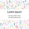 Colorful Hand Drawn Different Music Symbols. Doodle Treble Clef, Bass Clef,Notes and Lyre.Template with Place for Text in Center
