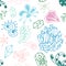 Colorful hand drawn fantasy seamless pattern with different original shapes