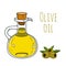 Colorful hand drawn olive oil bottle