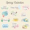 Colorful Hand Drawn Spring Stickers Set