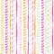 Colorful hand drawn tribal stripes, stitches on white background vector seamless pattern. Fresh geometric drawing