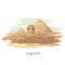 Colorful hand-drawn vector illustrations of the pyramid of Giza, Sphinx, Egypt hand-drawn in a white background.