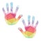 Colorful hand prints , poligonal art