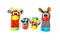 Colorful hand puppets and wrist pals, isolated