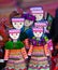 Colorful handmade puppets dressed traditional costumes f