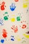 Colorful handprints