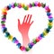 Colorful hands holding forming heart