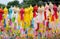 Colorful hanging lanterns lighting in loy krathong festival