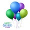 Colorful Happy Birthday Balloons Flying for Party and Celebrations