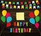 Colorful happy birthday. Rainbow garland of flags. Letters and b