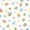Colorful happy easter bunny dot pattern.