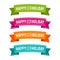 Colorful happy holiday ribbons on white background