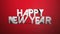 Colorful Happy New Year text on red gradient color