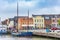 Colorful harbor and market square in Husum