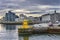 Colorful Harbor Side Entrance Houses Streets Reykjavik Iceland