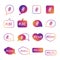 Colorful hashtag post social media vector icons