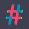 Colorful hashtag symbol in vector graphics. Vector illustration.