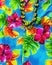 Colorful Hawaiian Red Hibiscus Blue Shirt Maui Hawaii