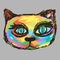 Colorful head cat painting style