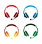 Colorful headphones icons on white background. isolated earphones icons. eps8.