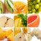 Colorful healthy fruit collage