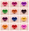 Colorful heart love lips makeup