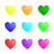 Colorful Heart, Nine Hearts With Different Colors