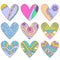 Colorful heart ornaments