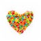 Colorful heart shape of different multicolored sprinkles