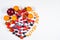 Colorful Heart Shaped Fresh Fruit Arrangement with Choose Health message
