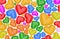 Colorful heart shapes icon pattern love & romance themed on isolated background.