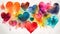 Colorful Heart Symbols Watercolor Wall Art for Valentine\\\'s and Mother\\\'s Day.