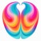 Colorful Heart Wings: Vibrant Neon Wave Symmetry