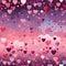 Colorful hearts fall from a purple sky in lively illustrations (tiled)