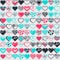 Colorful hearts geometric pattern