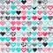 Colorful hearts geometric pattern