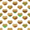 Colorful hearts hamburgers styles simple icons seamless pattern eps10