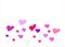 Colorful hearts on white background