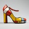 Colorful Heeled Shoe Inspired By De Stijl With Meticulous Technique