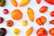 Colorful heirloom tomatoes background