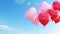 Colorful helium balloons in the shape of hearts for greeting events