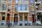Colorful heritage buildings and balconies, located on Van Eeghenlaan street next to Vondelpark, Amsterdam