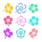 Colorful hibiscus icons