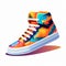 Colorful High Top Shoe With Pixel Perfect Illustrations