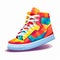 Colorful High Top Sneakers: Free Vector Illustration With Distinctive Character Design