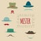 Colorful Hipster Moustache Icon Set.