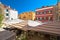 Colorful historic town of Sibenik street cafe and architecture view