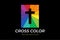 Colorful Holy Jesus Cross Christian Catholic Bible Logo Design
