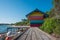 Colorful home and wooden walkway